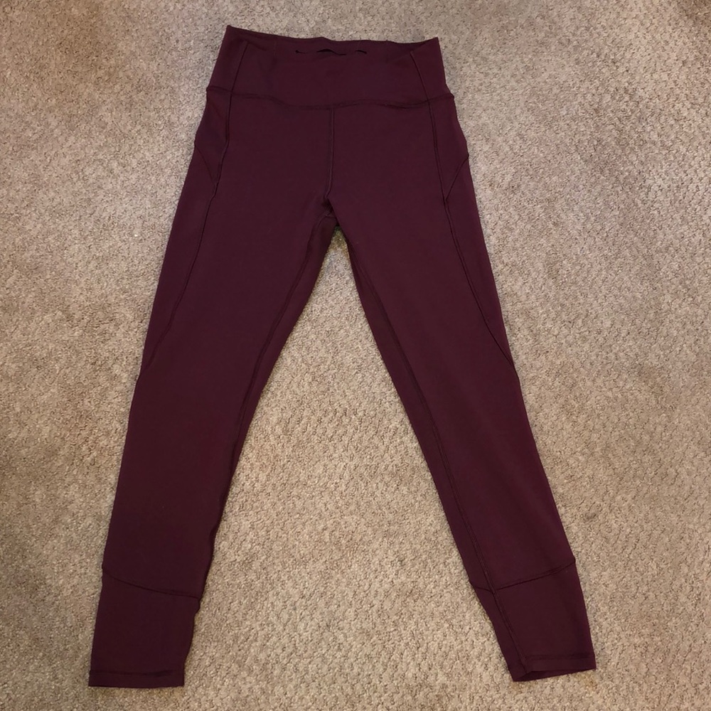 Lululemon burgundy In Movement leggings size 8